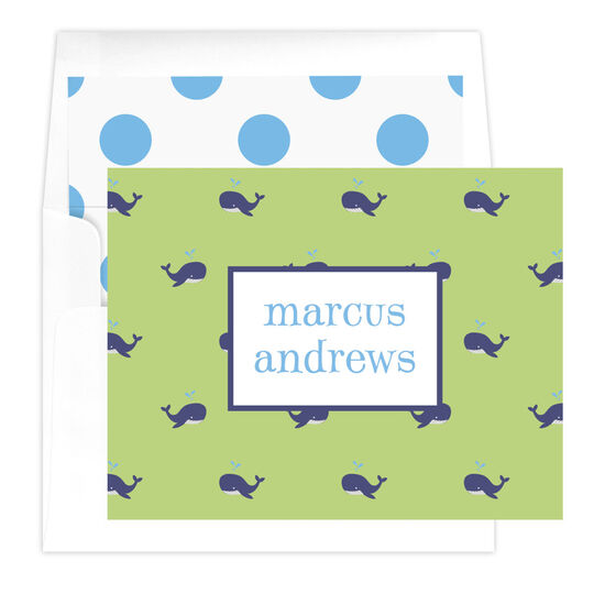 Preppy Whales Folded Note Cards